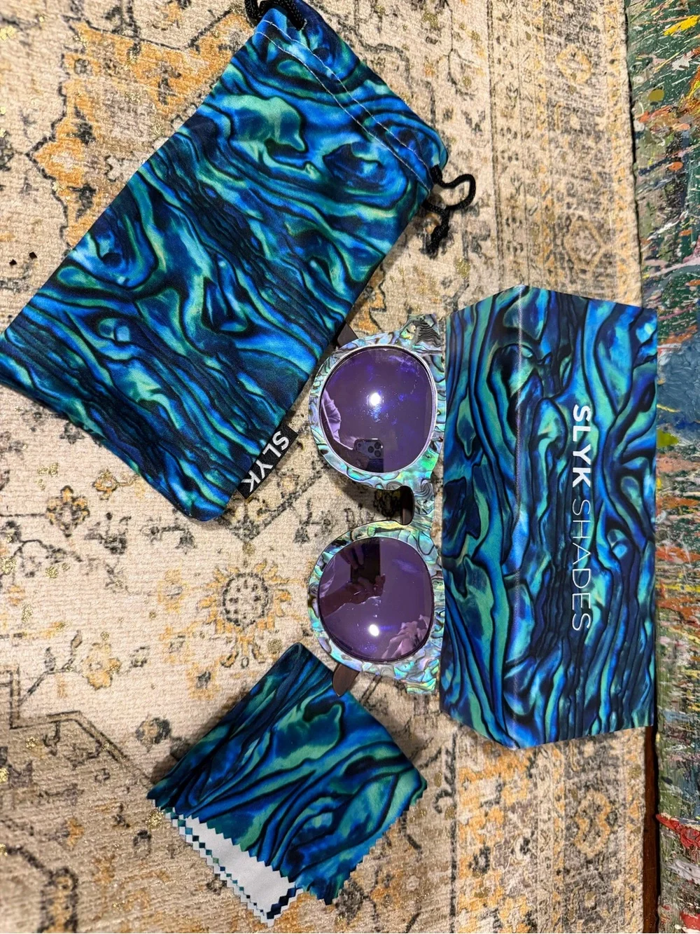 SLYK Shades Blue Marble Round Sunglasses new